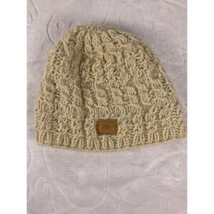 Turtle Fur‎ Hat Beanie Fitted Womens Ivory Wool Cable Knit Fleece Lined Winter